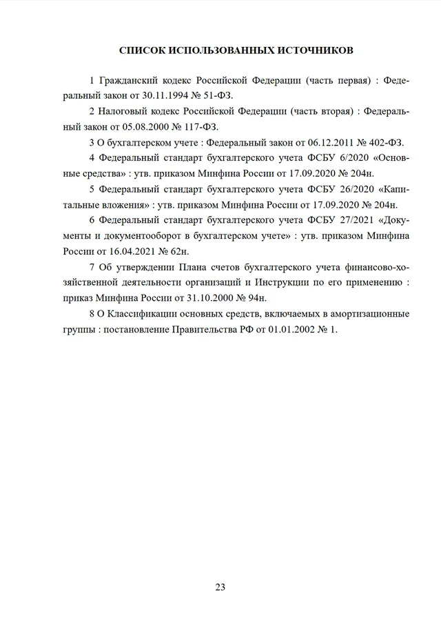 Литература: лист курсовой работы